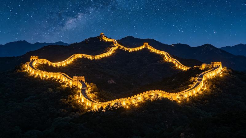 八达岭长城夜景灯光
